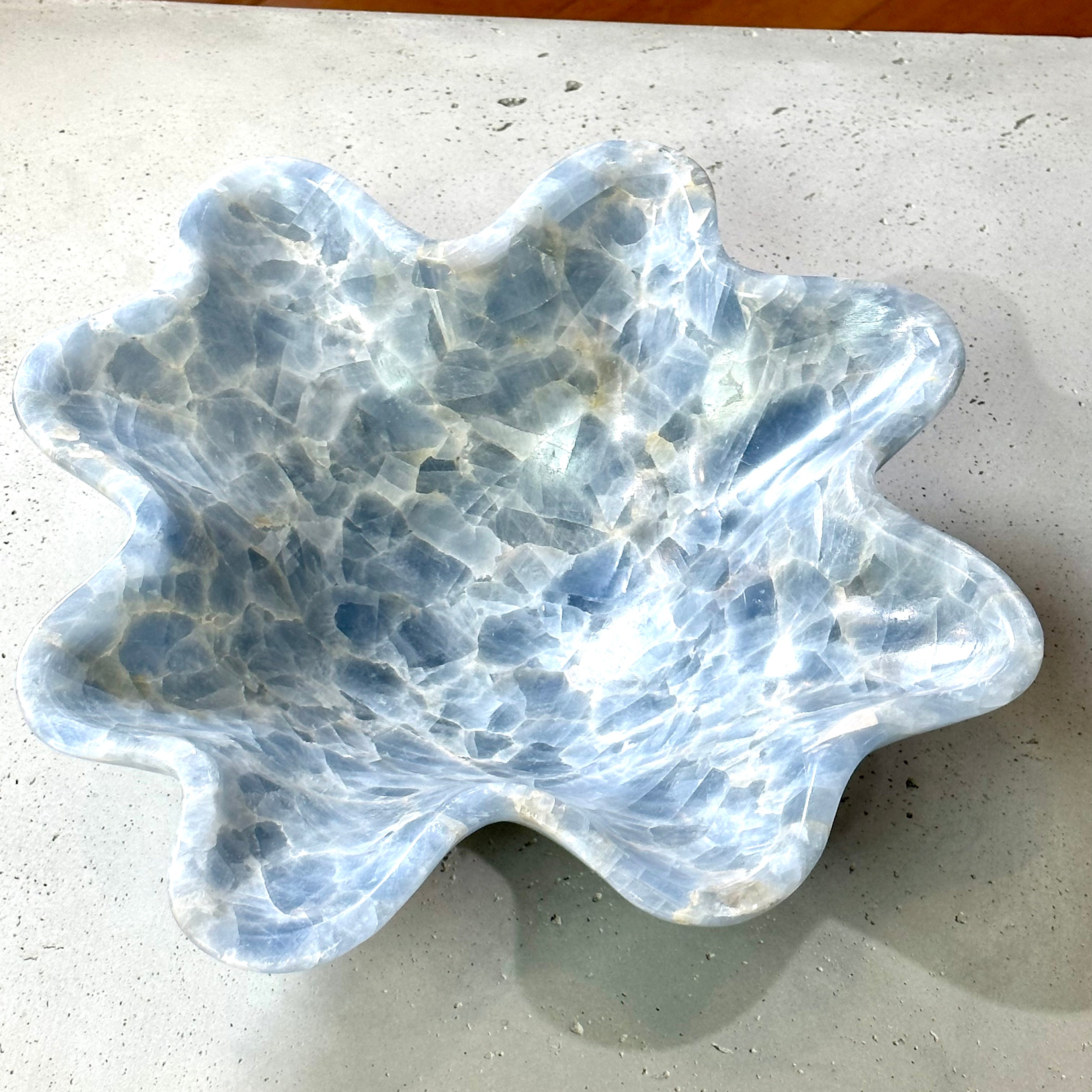 Hand Carved Blue Calcite Bowl