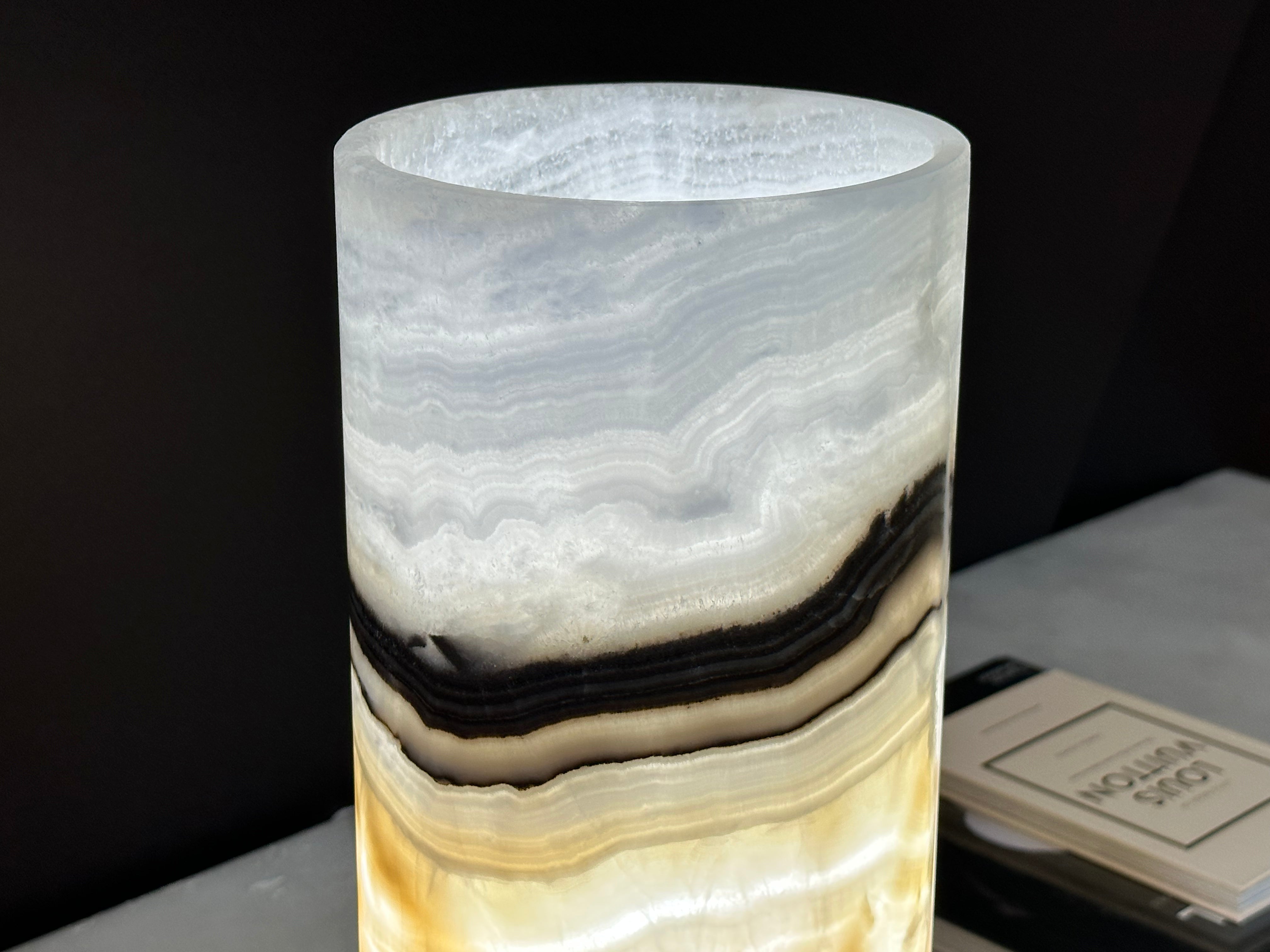 Coles Collection - Cylindrical Onyx Banded Lamp
