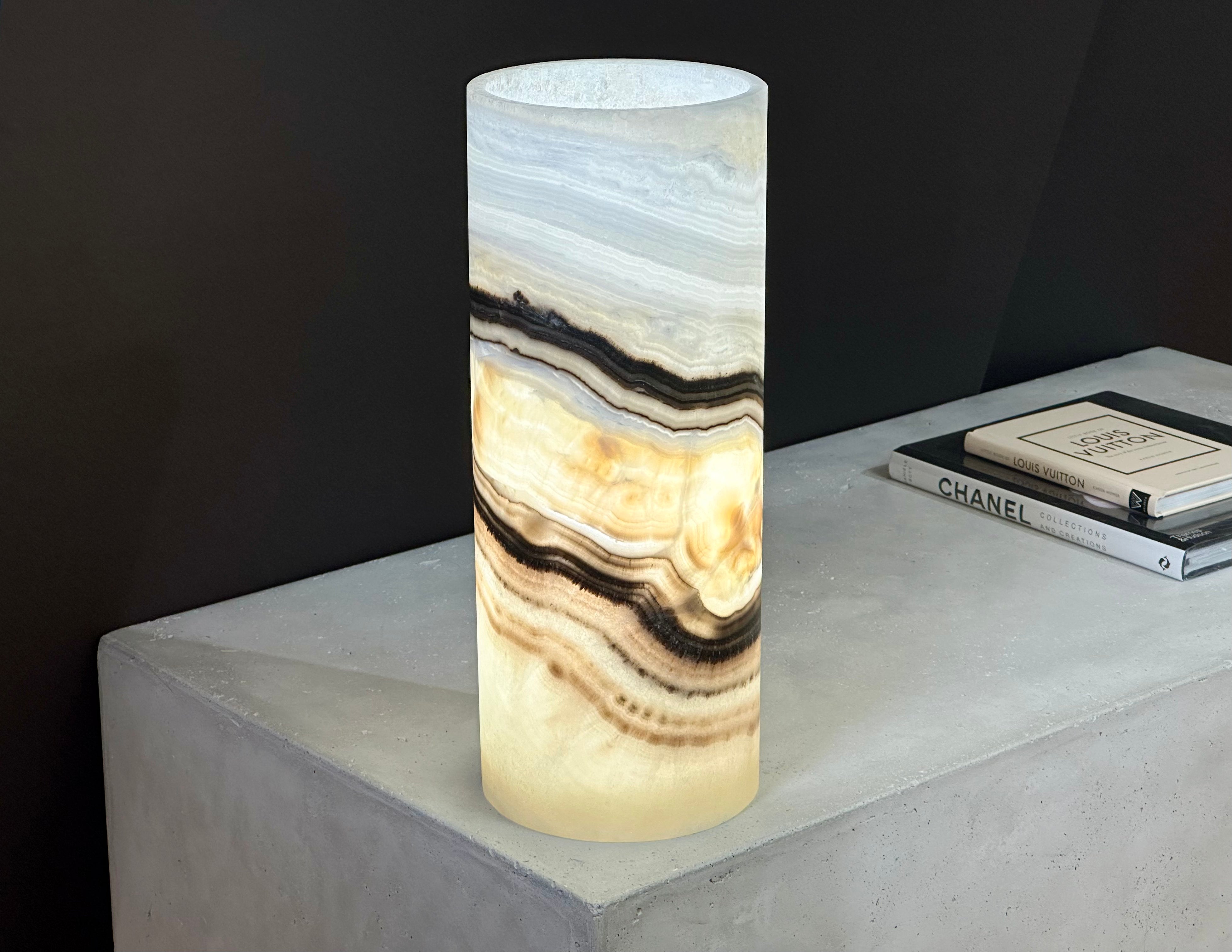 Coles Collection - Cylindrical Onyx Banded Lamp