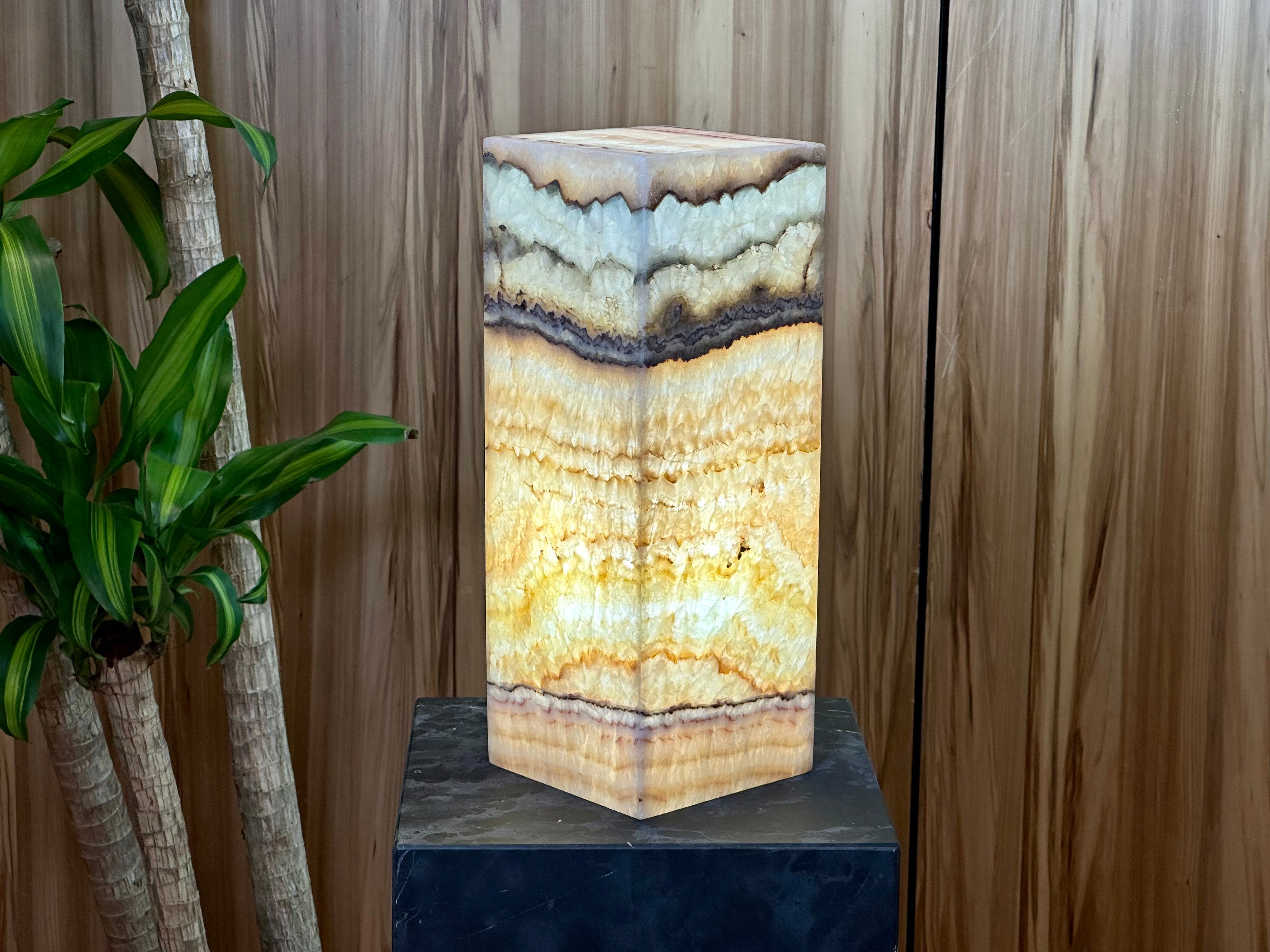 Blue Banded Onyx - Designer Stone Lamps for Home Decor - Elevate your interior decor with handcrafted onyx lamps perfect for bedroom, living room or office