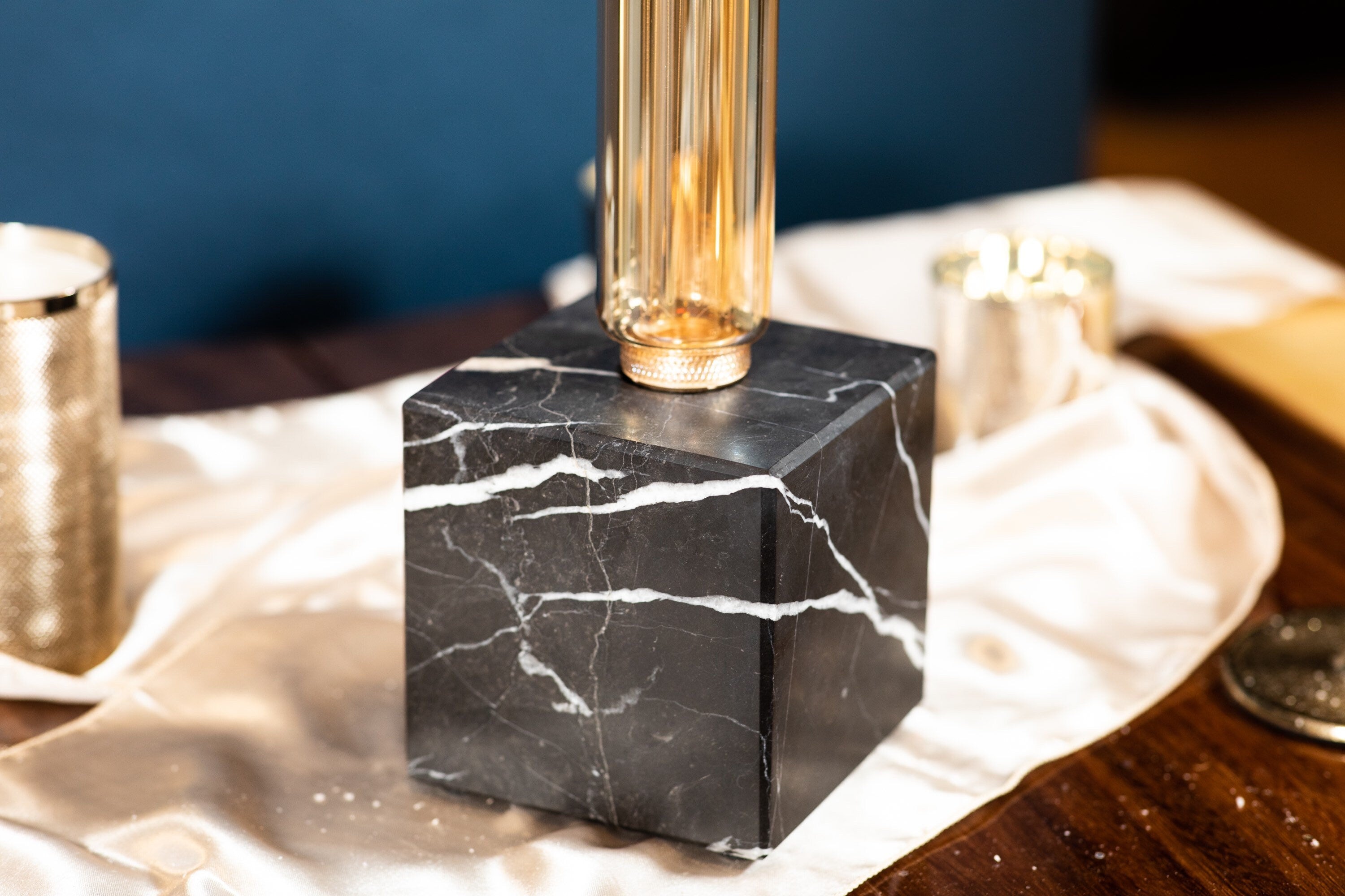 Black Marble Square Collection - One of a Kind Art - Lamp for Home - Home Decor & Design