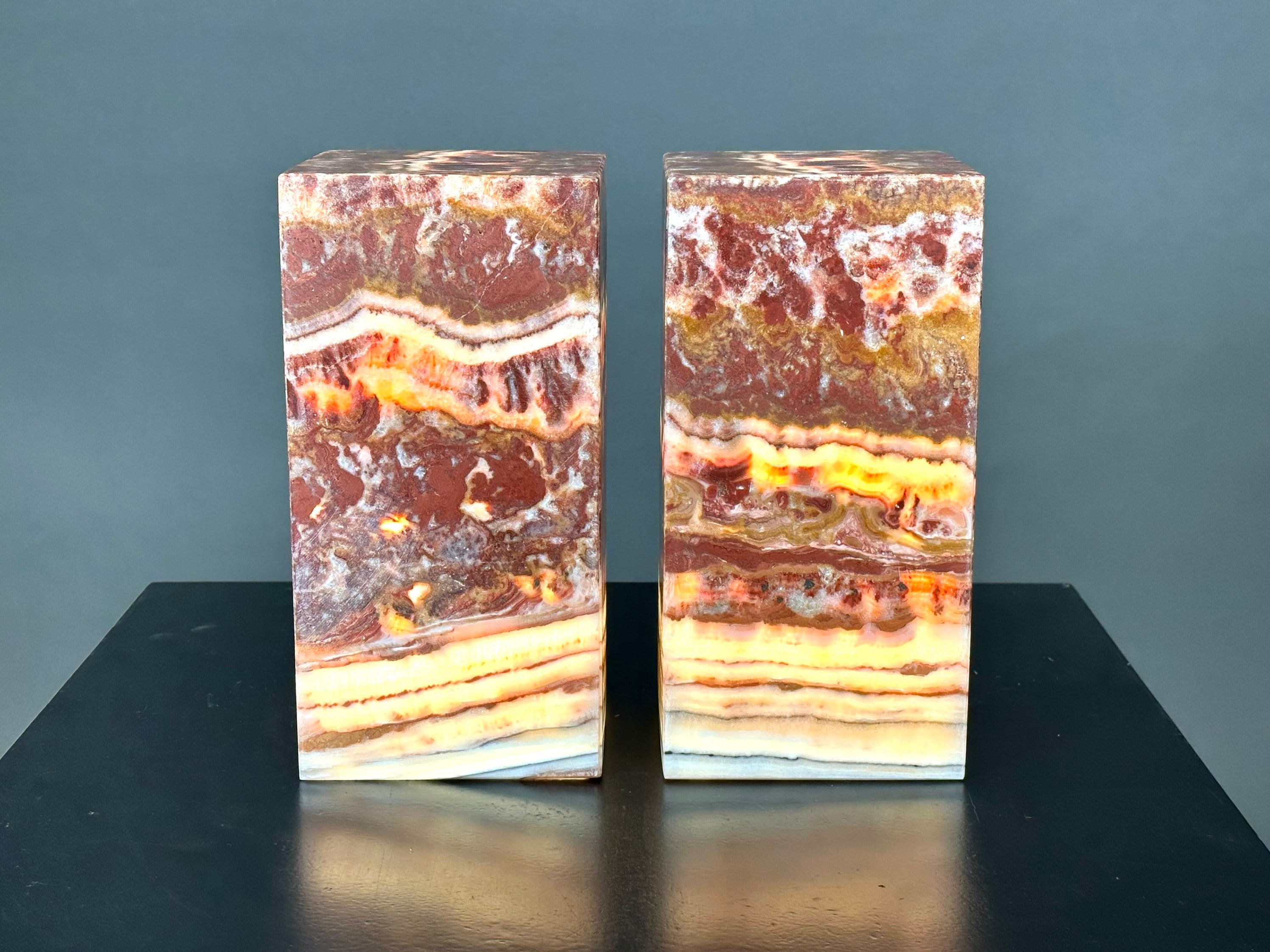 Red Onyx Lamp Set - Soothing Glow Onyx Lamp - Himalayan Salt Lamp - Hand-carved - Lamp Bedside - Home & Decor - Mothers-day Gift