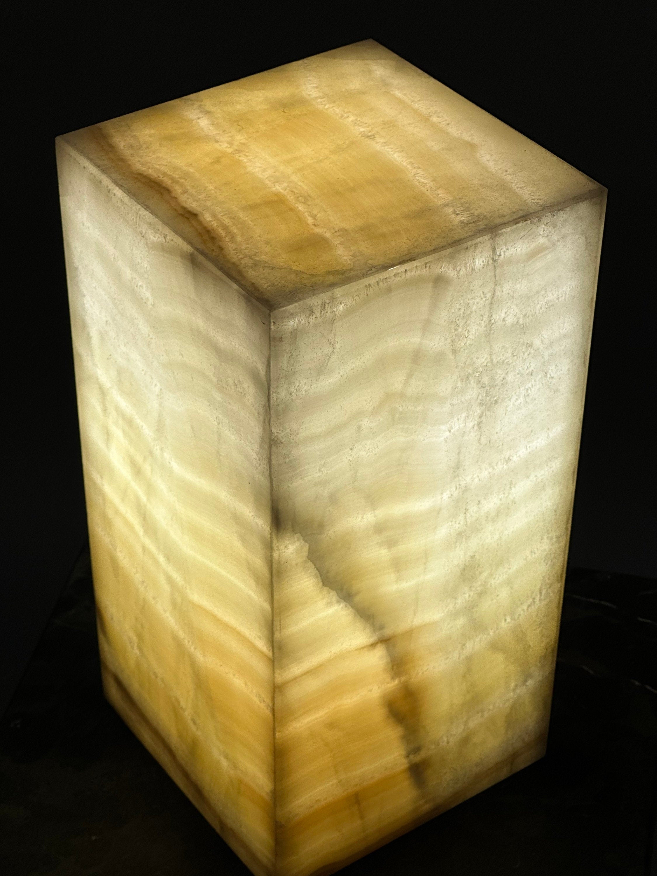 Onyx Lamp | Genuine Square Banded Onyx Table Lamp | Home Decor | Desk Lamp | Beautiful Lamp | Table Lamp