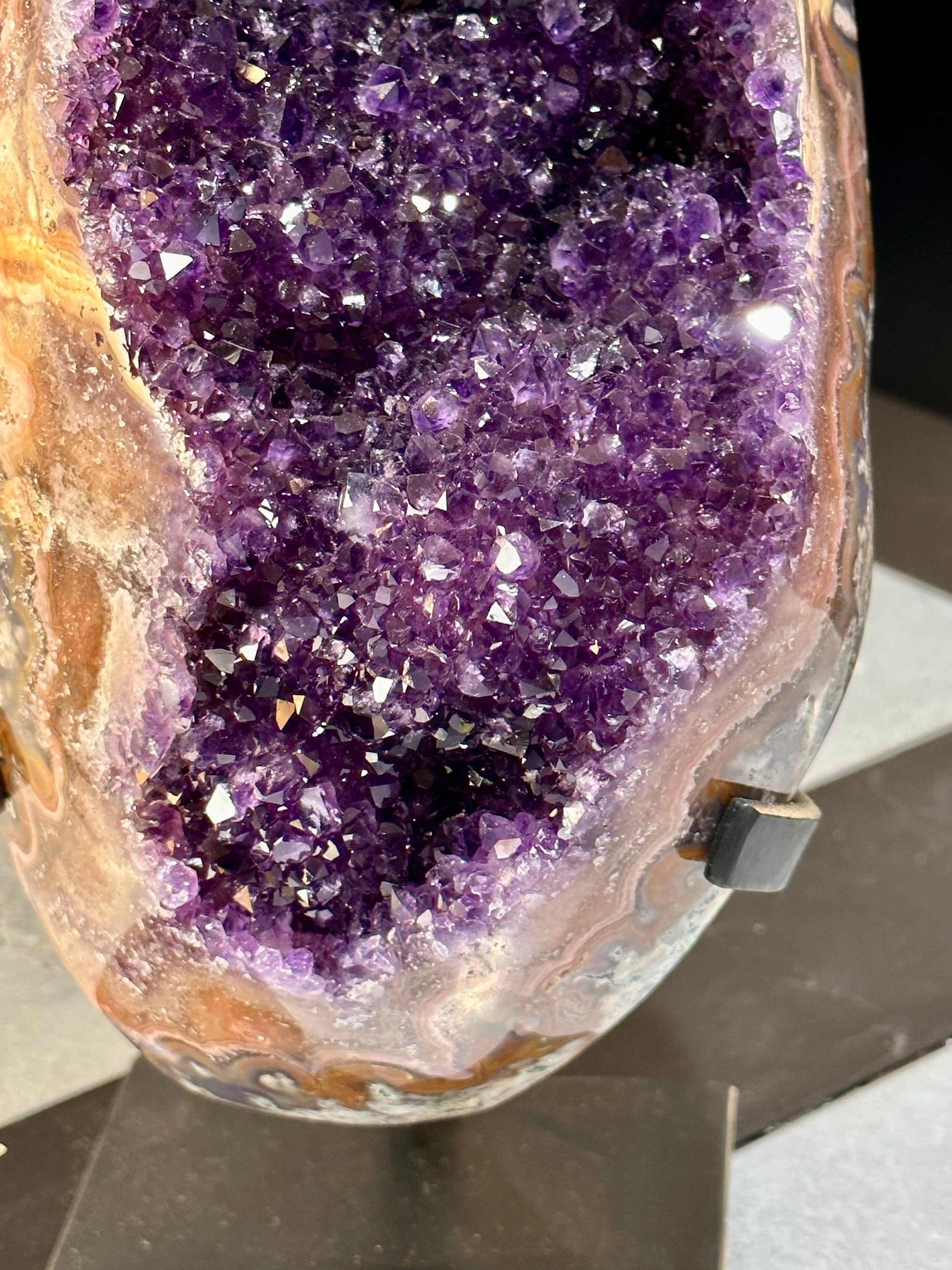 Mystical Amethyst Geode - Decorative Crystals for Home Art - Elegant Geode Display - Natures Beauty - Decorative Amethyst Geode For Home