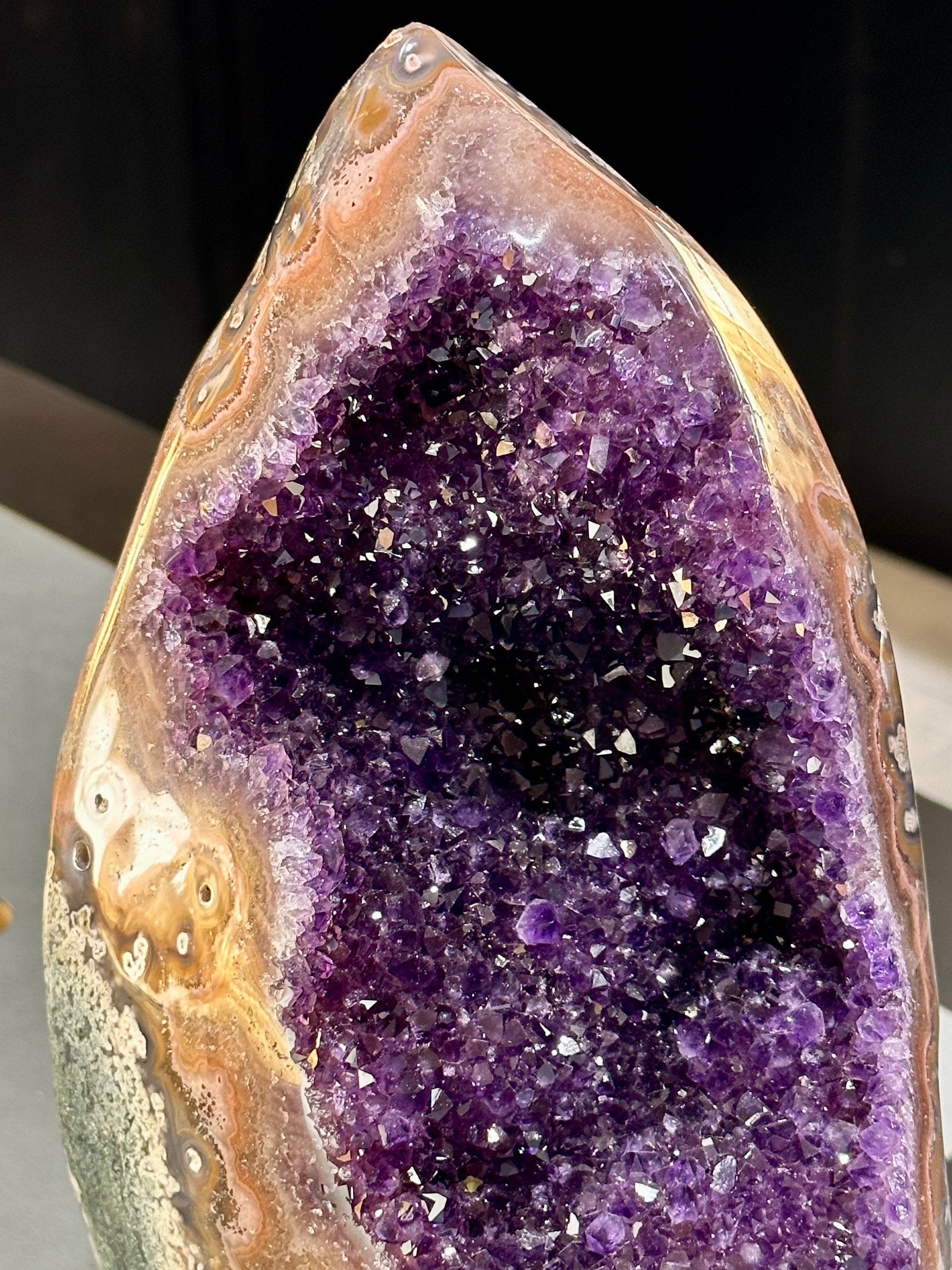 Mystical Amethyst Geode - Decorative Crystals for Home Art - Elegant Geode Display - Natures Beauty - Decorative Amethyst Geode For Home