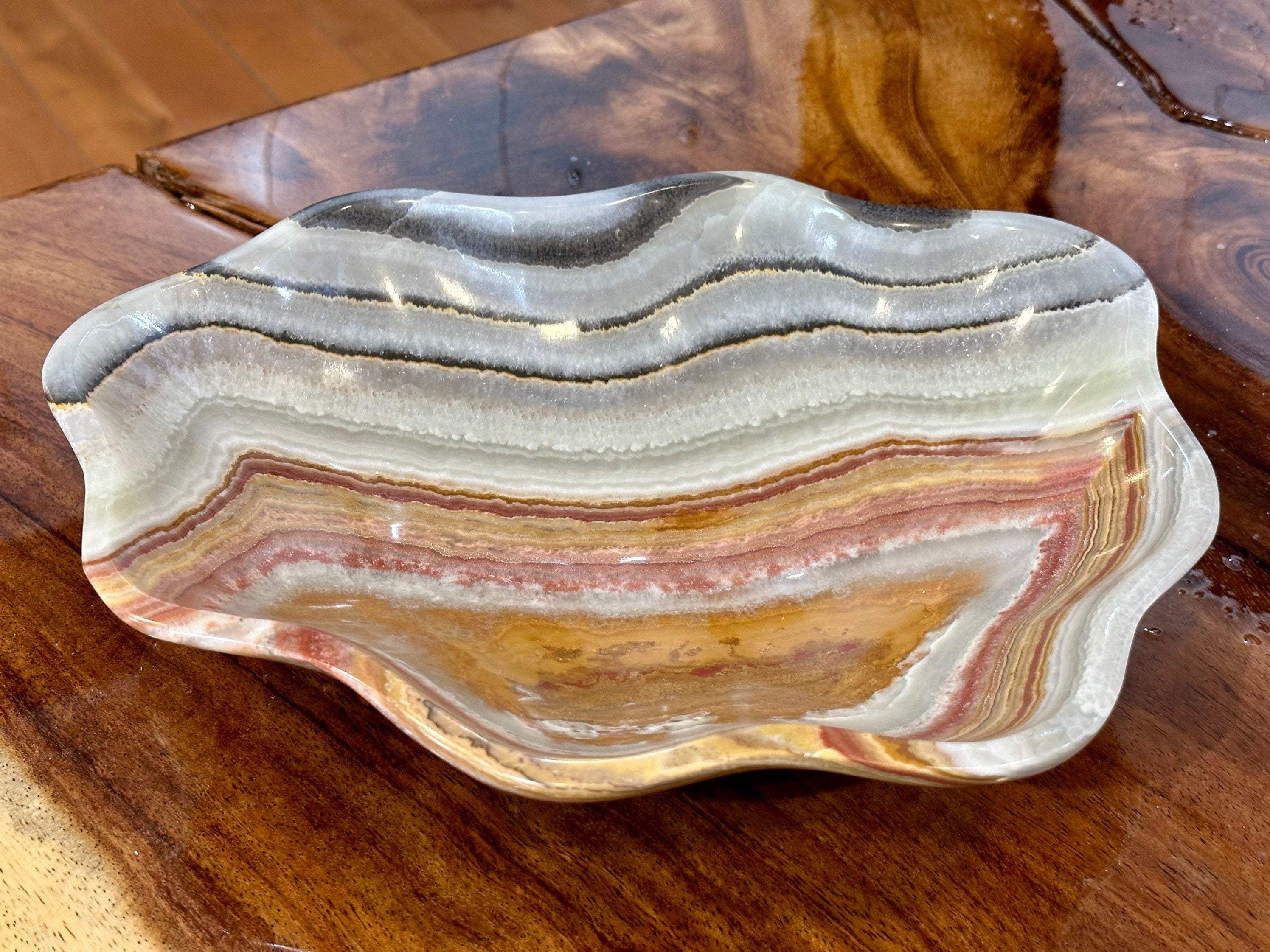 Artful Home Decor: Onyx Bowl - Handcrafted Glass Bowl with Swirling Colors - One of a Kind Centerpiece