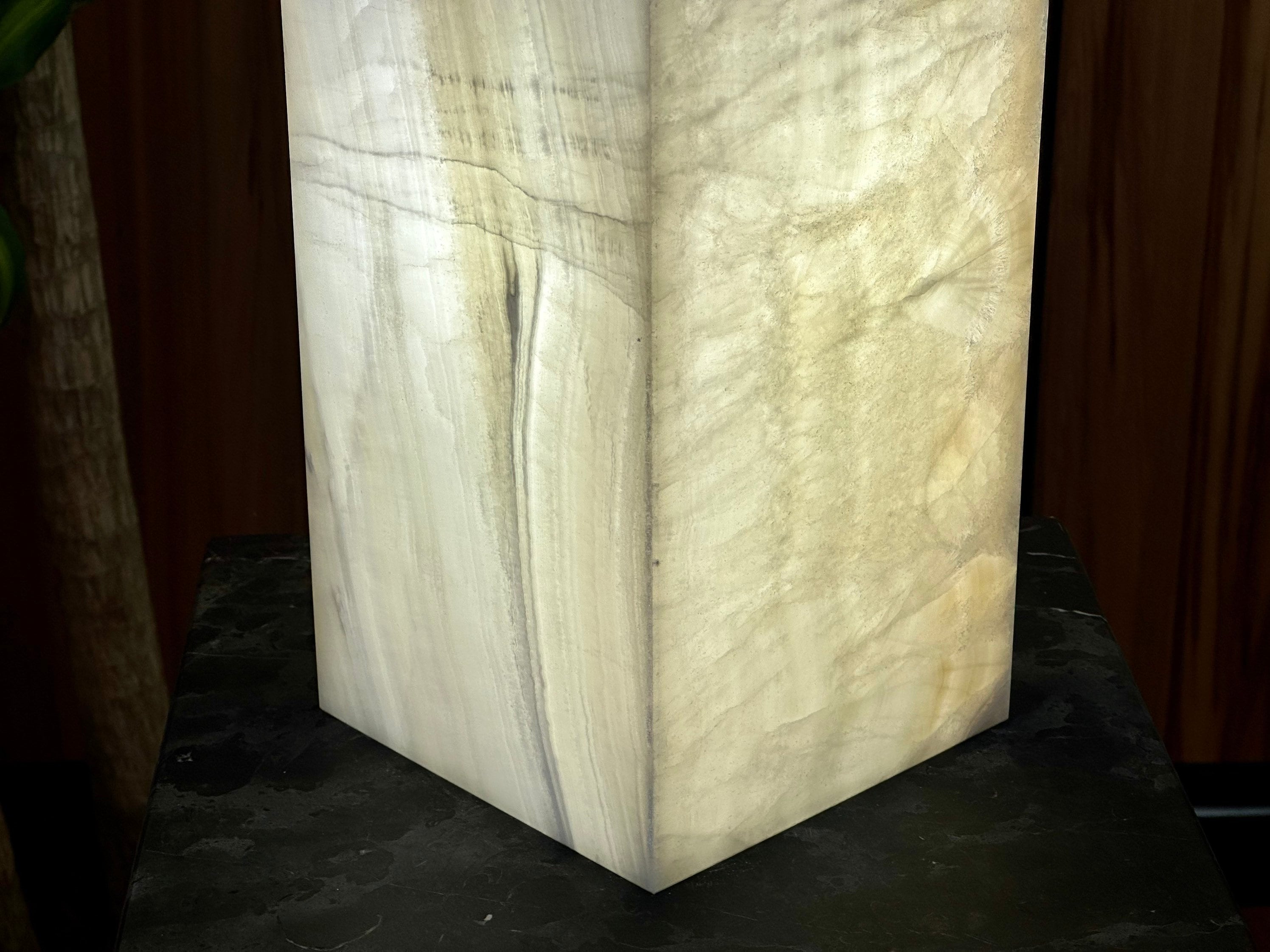 Textured White Onyx Lamp - rectangular Design - Home and Decor - Illuminating Lamp - Salt Lamp