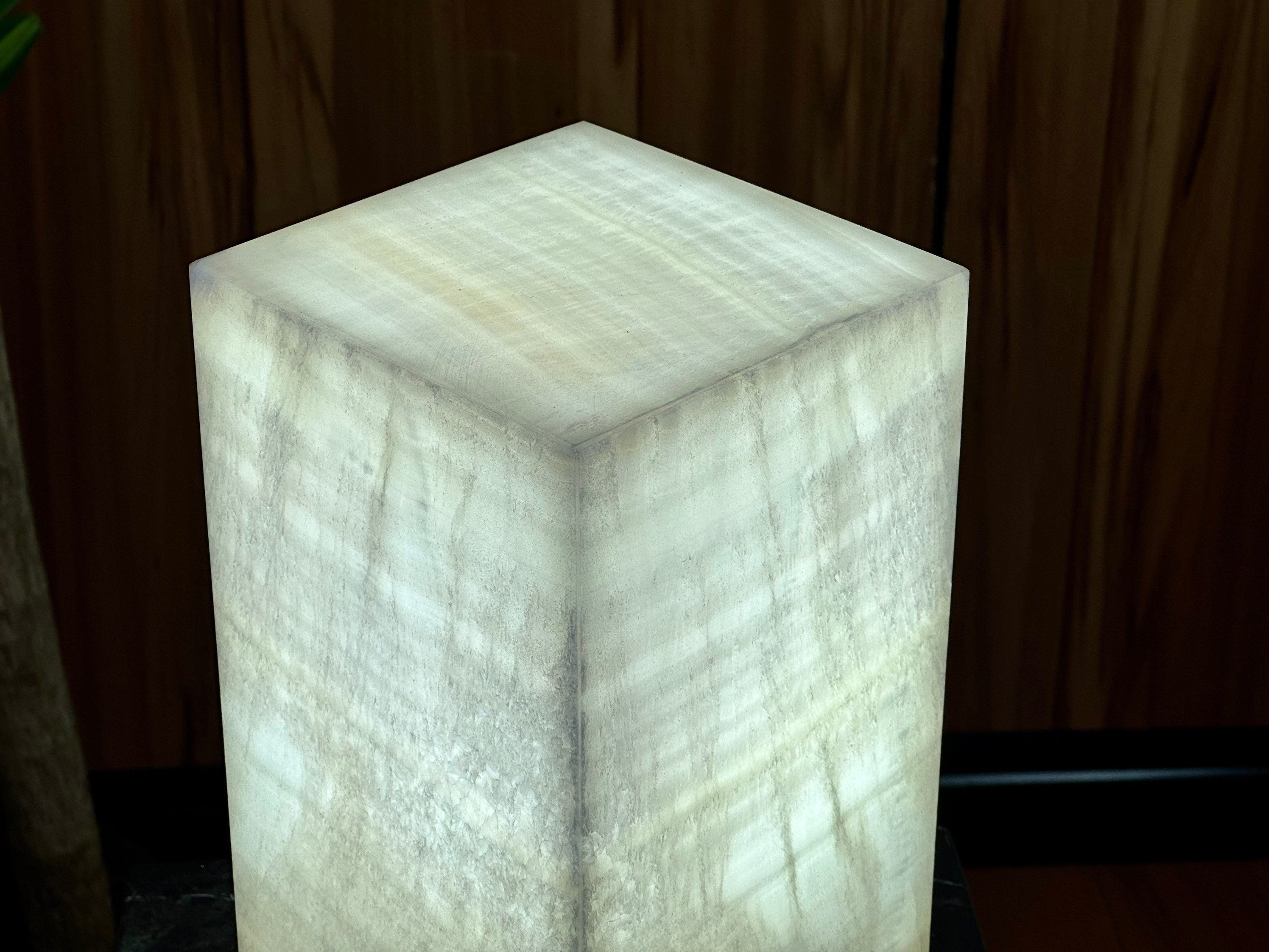Textured White Onyx Lamp - rectangular Design - Home and Decor - Illuminating Lamp - Salt Lamp
